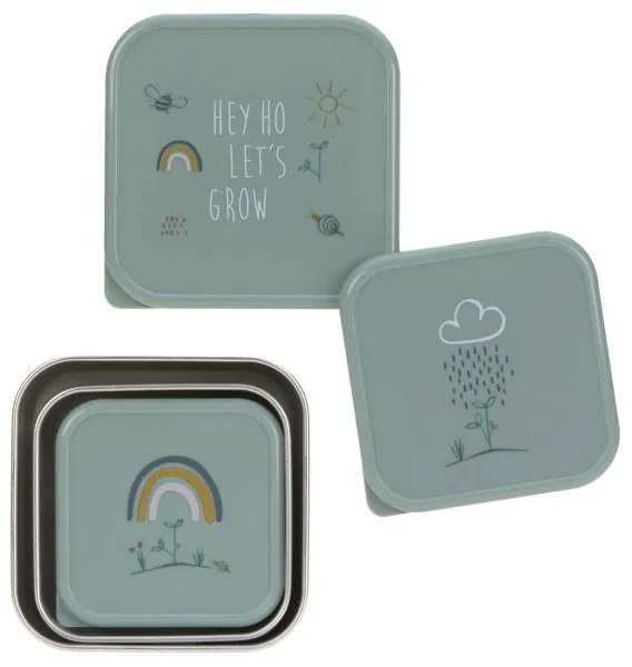 Set 3 δοχεία φαγητού Laessig Snackbox inox Garden Explorer Green