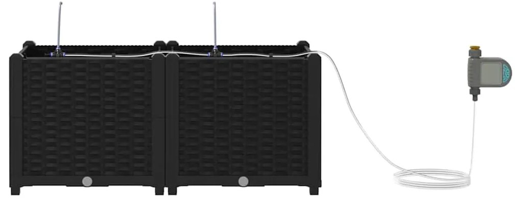 vidaXL Ζαρντινιέρες κήπου Μαύρο 80 x 40 x 37.5 cm Ατσάλι