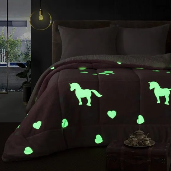 Beauty Home Κουβερτοπάπλωμα μονό φωσφοριζέ Glow Art 6272 160x220 Ροζ