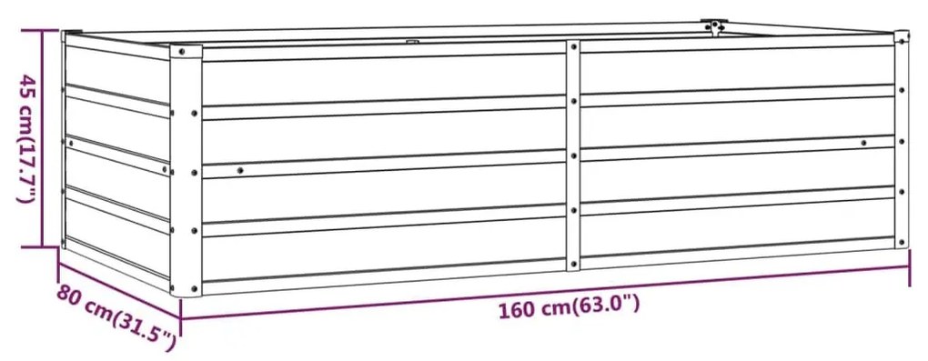 Ζαρντινιέρα Σκουριασμένο 160x80x45 εκ. Ατσάλι Σκληρυθέν Αέρα - Καφέ