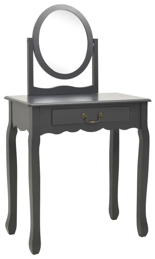 vidaXL Μπουντουάρ με Σκαμπό Γκρι 65x36x128 εκ. Ξύλο Παυλώνιας / MDF