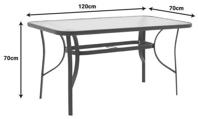 Τραπέζι Valor μέταλλο καφέ-γυαλί 120x70x70εκ 120x70x70 εκ.