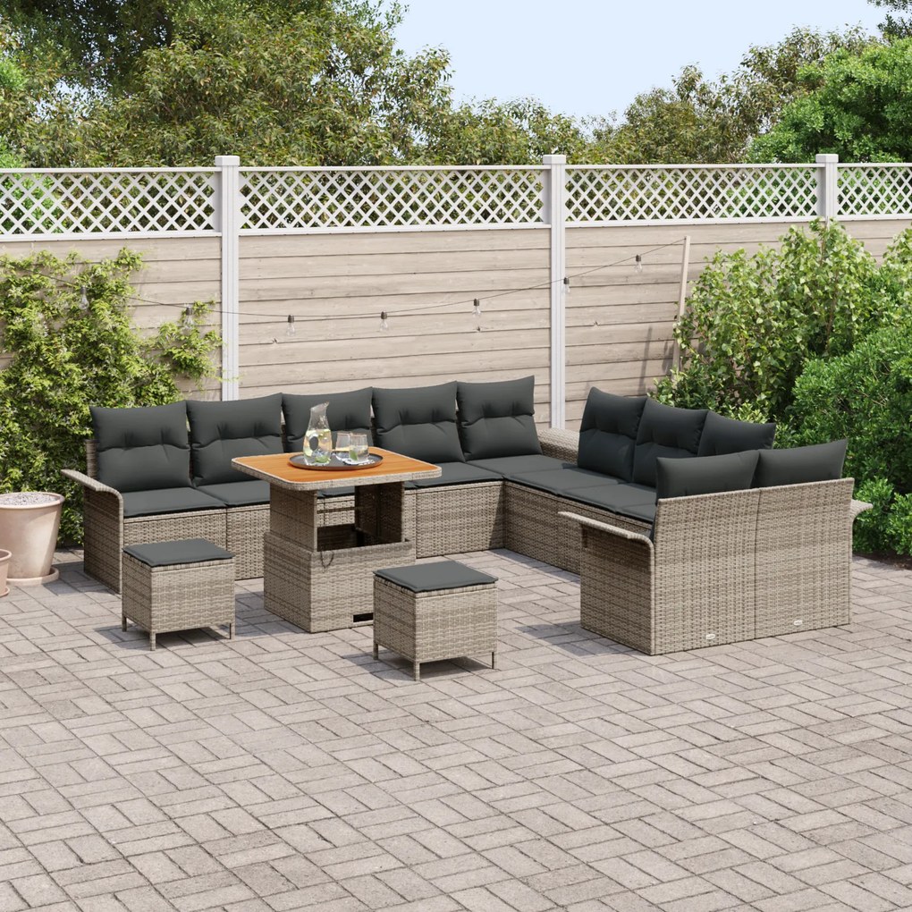 vidaXL Σετ Καναπέ Κήπου με μαξιλάρι 13 pcs Γκρι 80 x 80 x 71 cm