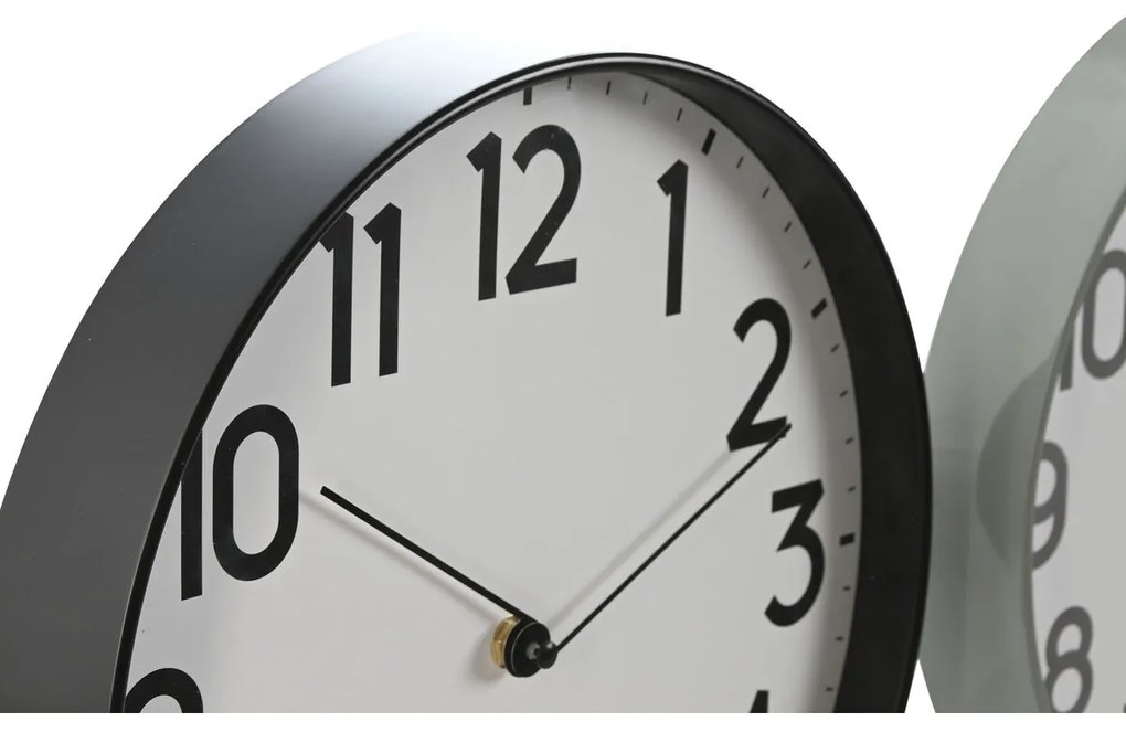 Ρολόι Τοίχου Home ESPRIT Μαύρο Γκρι PVC 30 x 4 x 30 cm (x2)