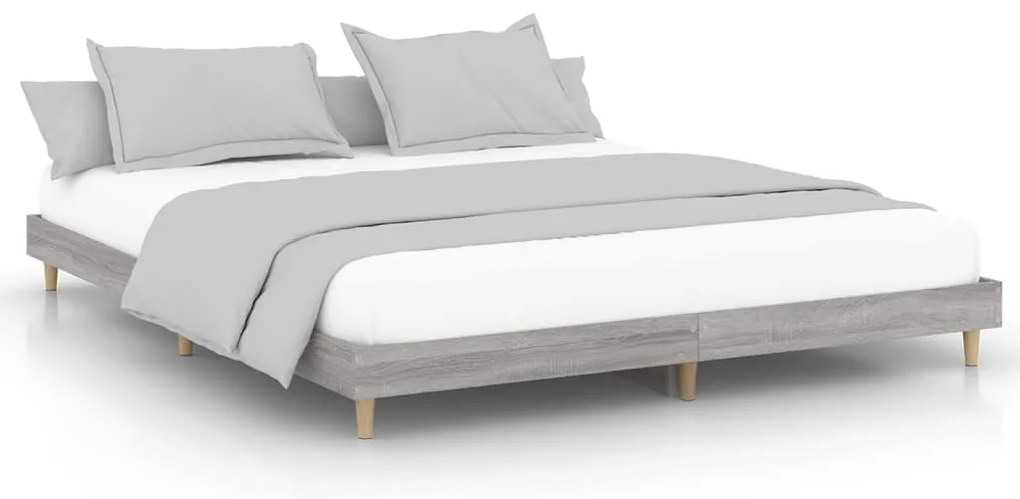 vidaXL Πλαίσιο Κρεβατιού Γκρι Sonoma 200x200 εκ. Επεξεργασμένο Ξύλο