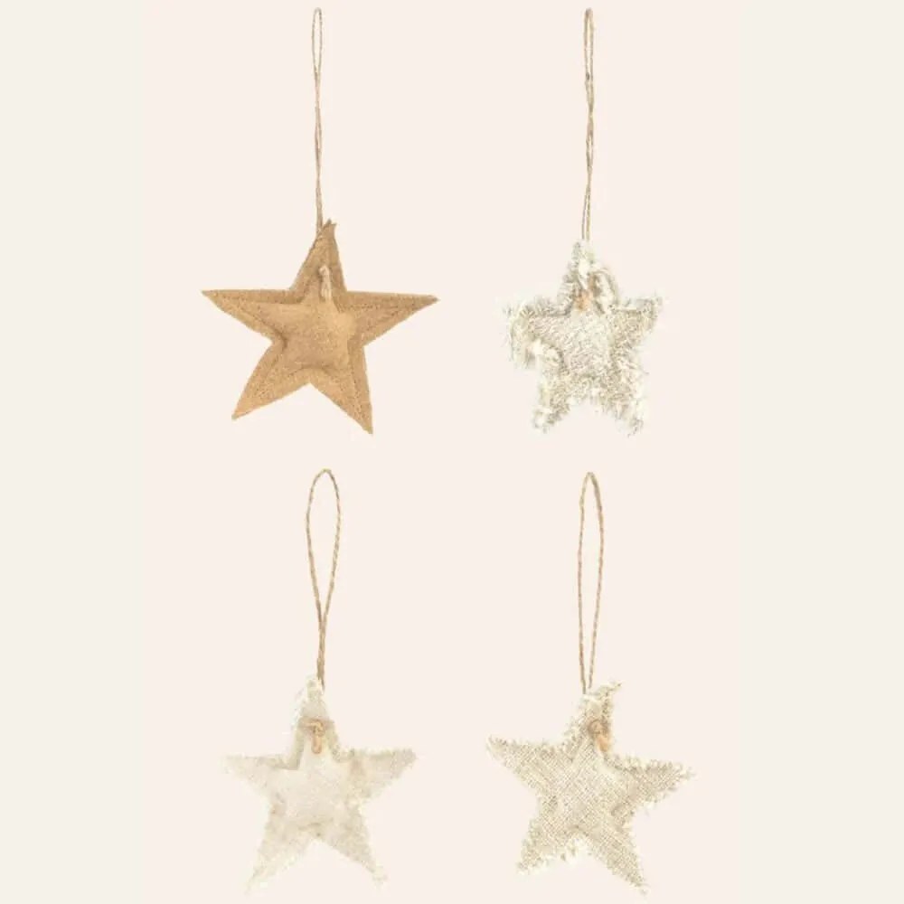 Χριστουγεννιάτικα Στολίδια Stars (Σετ 4Τμχ) CASTARASS10NAT 10cm Natural Calma House