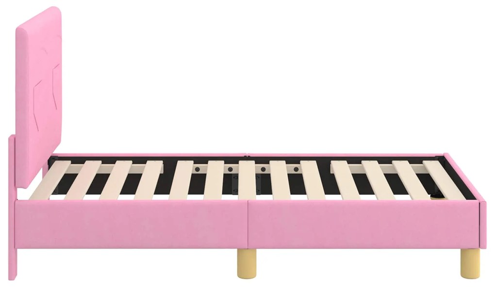 vidaXL Κρεβατική βάση για παιδιά με προσκέφαλο Ροζ 70 x 140 cm ύφασμα