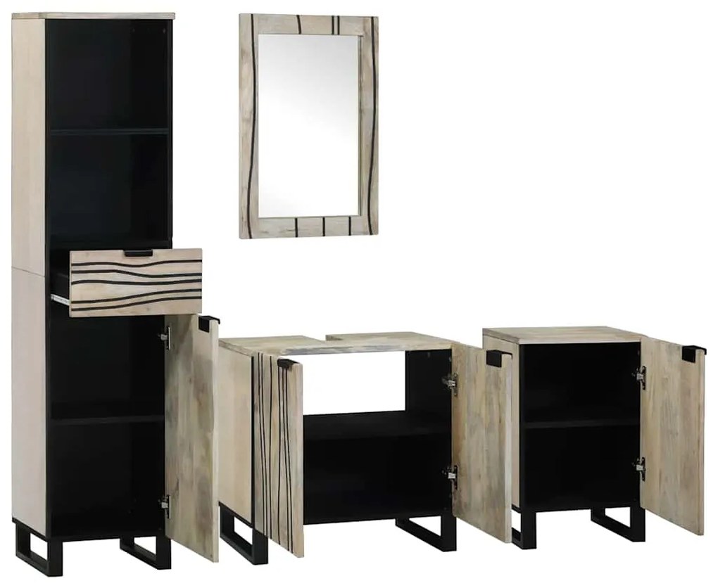 vidaXL Σετ Επίπλων Μπάνιου 4 pcs Καρυδιά Καφέ Επεξεργασμένο ξύλο