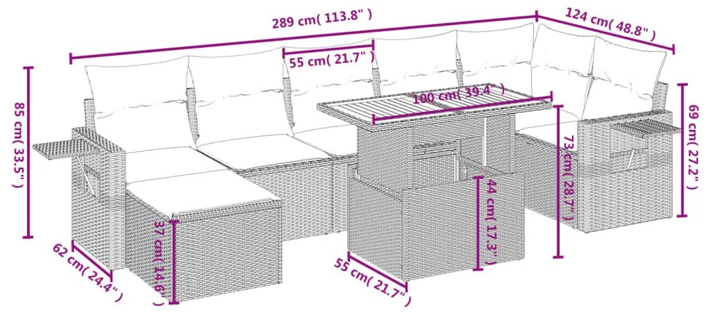 vidaXL Σαλόνι Κήπου Σετ 8 τεμ. Μπεζ Συνθετικό Ρατάν με Μαξιλάρια