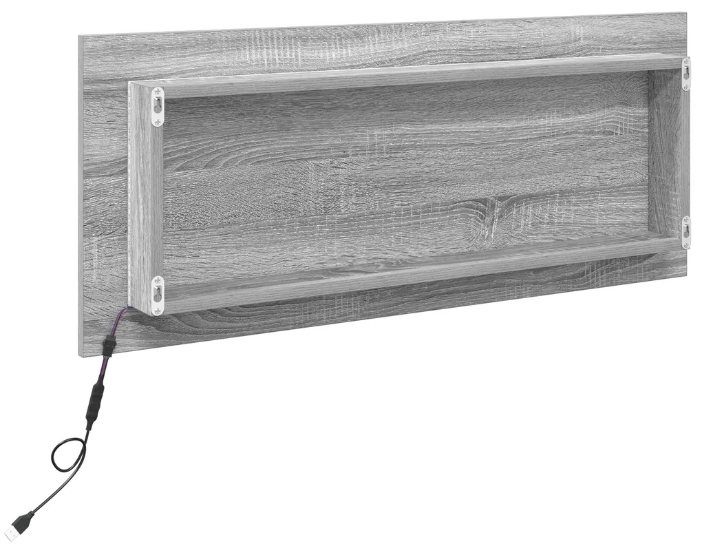 vidaXL Καθρέφτης μπάνιου  με φως LED Γκρι Σονόμα 90x8,5x37 εκ