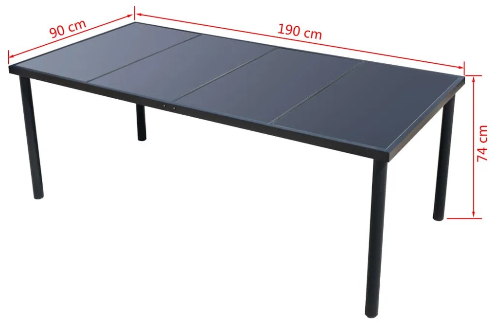 vidaXL Σετ Τραπεζαρίας Εξωτερικού Χώρου 9 Τεμαχίων Μαύρο Ατσάλινο