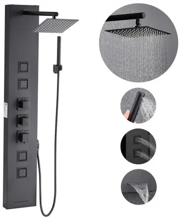 VEVOR Shower Panel Tower System Stainless Steel Column Rainfall Head Massage Jet
