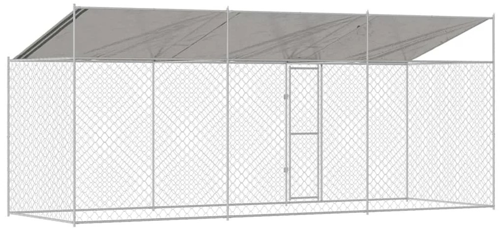 vidaXL Κλουβί σκύλου Ασημί 600 x 200 x 256 εκ. Επικαλυμμένος Χάλυβας