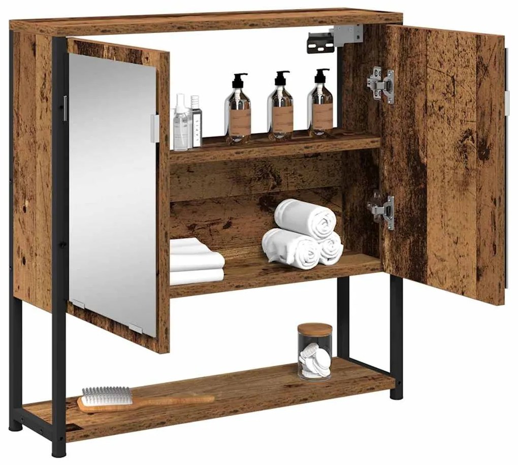 vidaXL Ντουλάπα Καθρέφτη Παλιό ξύλο 60 x 16 x 60 εκ Επεξεργασμένο ξύλο