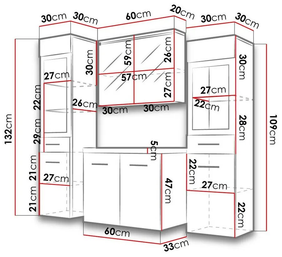 Σετ μπάνιου Sarasota 140, 120x35cm, 67 kg, Γυαλιστερό γκρι, Άσπρο, Πλαστικοποιημένη μοριοσανίδα, Καθρέφτης, Στυλ: Μοντέρνο, Ξεχωριστά μέρη, Γκρι