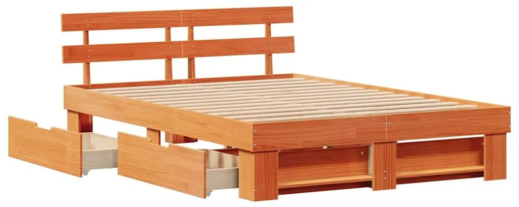vidaXL Σκελετός Κρεβατιού Καφέ κεριού 140 x 200 cm Μασίφ ξύλο πεύκου
