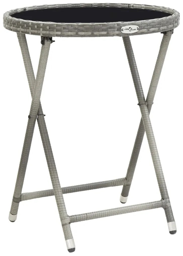 vidaXL Σετ Επίπλων Bistro Κήπου 3 τεμ. Γκρι Συνθ. Ρατάν/Ψημένο Γυαλί