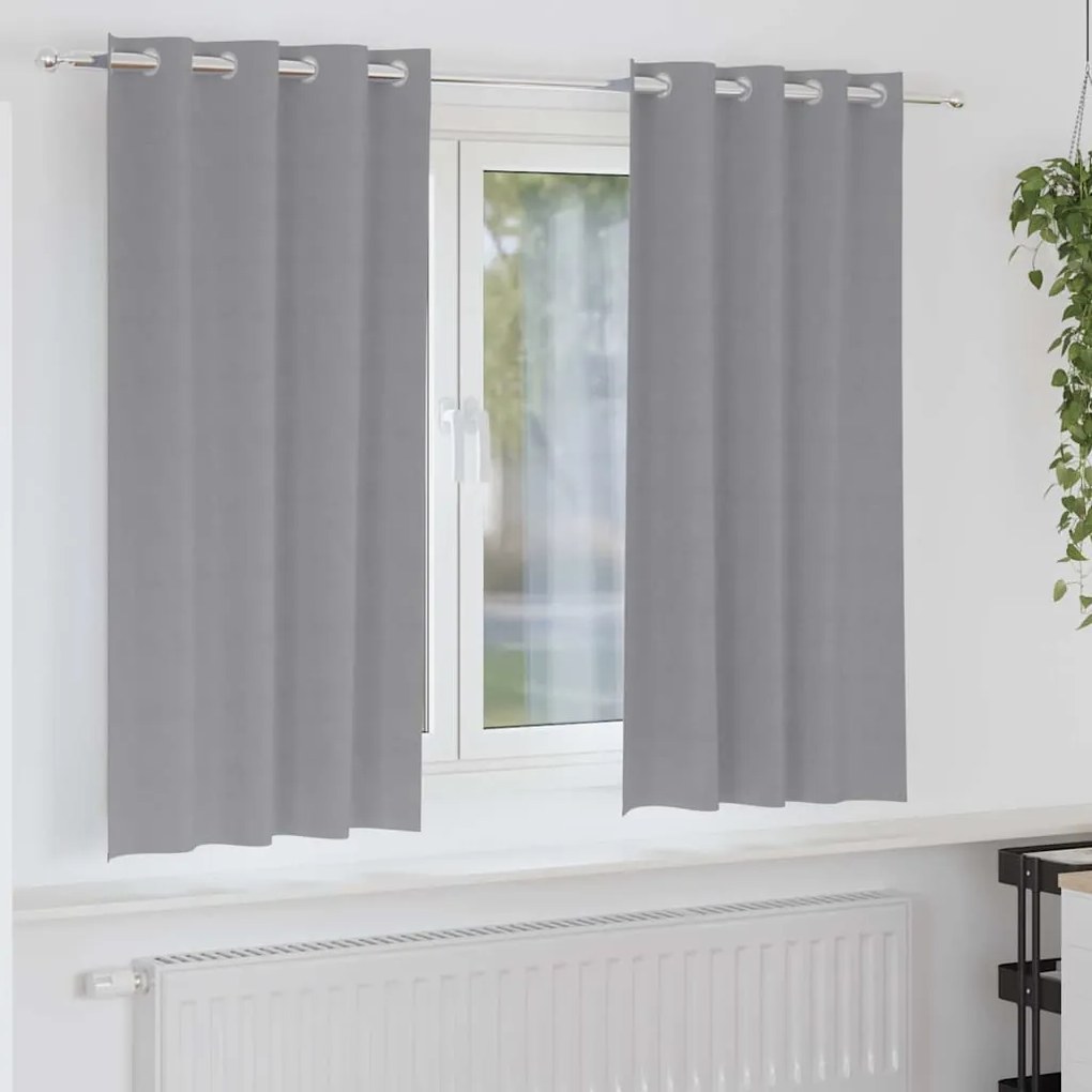 vidaXL Κουρτίνες με κουρτίνες 2 pcs Ανοιχτό γκρι Πολυεστέρας