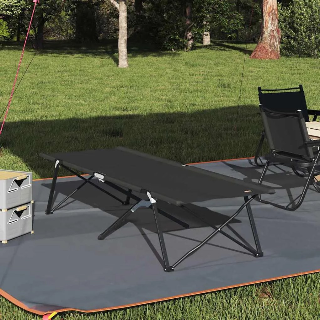 vidaXL Αναδιπλούμενο Κρεβάτι Κάμπινγκ Μαύρο 206 x 76 x 74 εκ