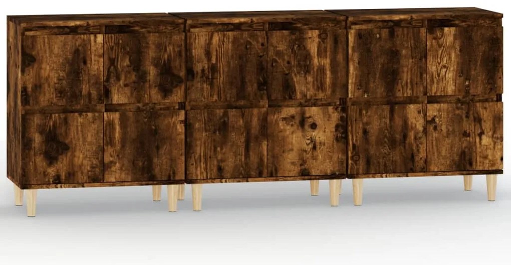 vidaXL Ντουλάπια 3 τεμ. Καπνιστή Δρυς 60x35x70 εκ. Επεξεργασμένο Ξύλο