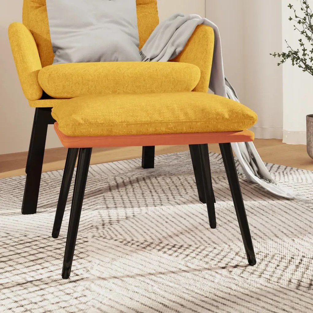 vidaXL Υποπόδιο Μουσταρδί&Πορτοκαλί 45x29,5x39 εκ Ύφασμα & Συνθ. Δέρμα