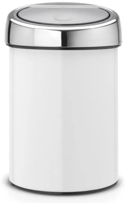 Brabantia Touch Bin 647216, 3 L, Ομαλό και αθόρυβο άνοιγμα, Επίτοιχη τοποθέτηση, Λευκό