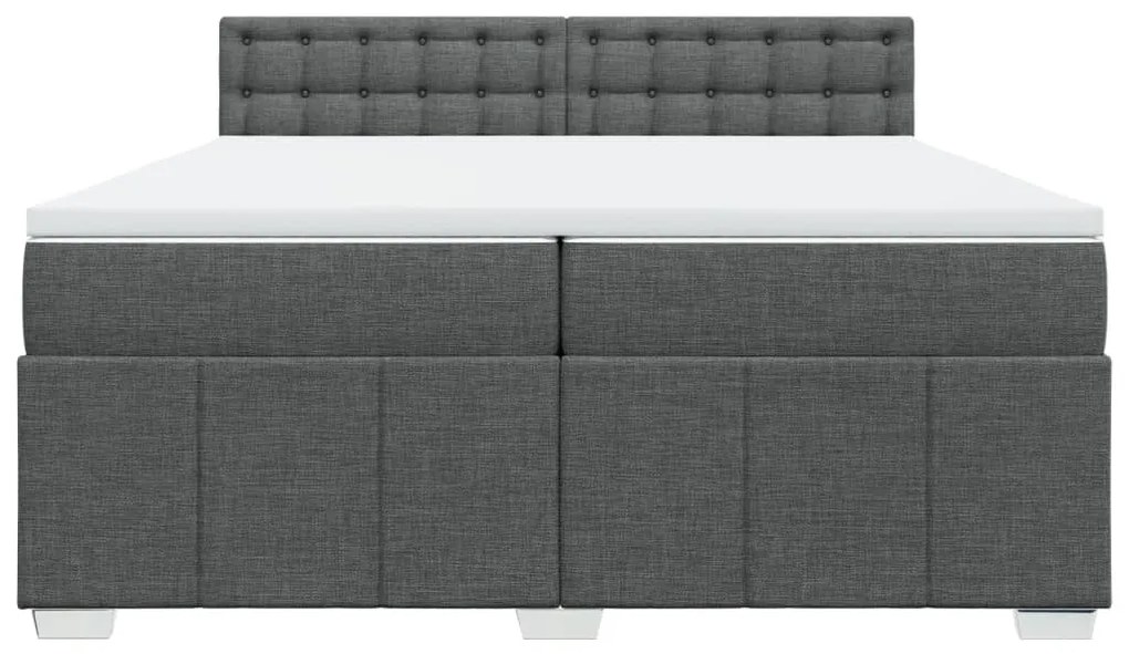 Κρεβάτι Boxspring με Στρώμα Σκούρο Γκρι 200x200 εκ. Υφασμάτινο - Γκρι