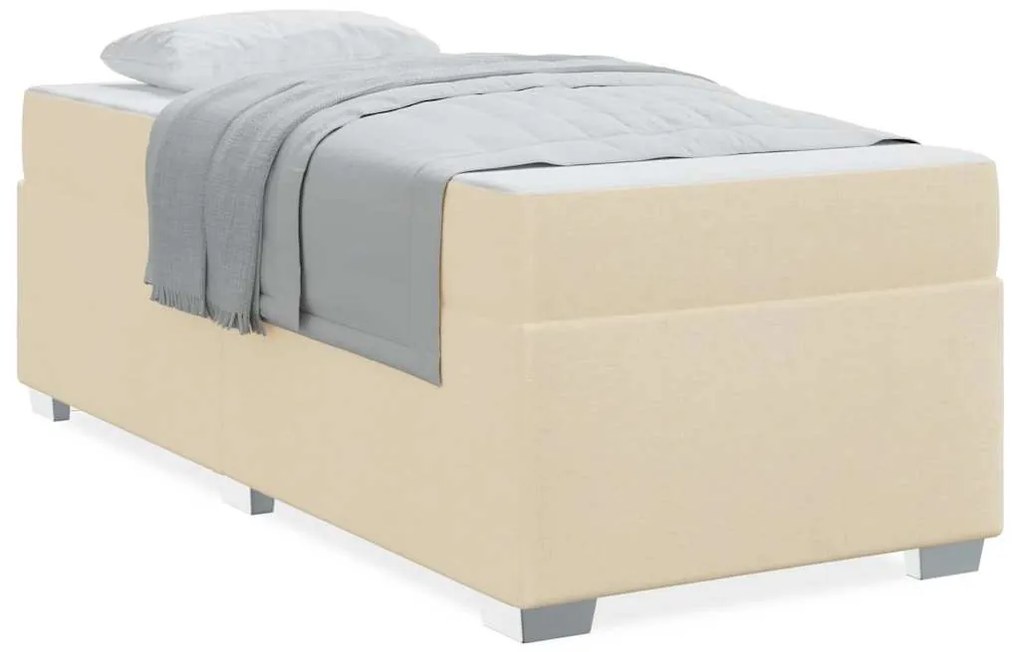 vidaXL Σκελετός Κρεβατιού με στρώμα Κρεμ 100 x 200 cm ύφασμα