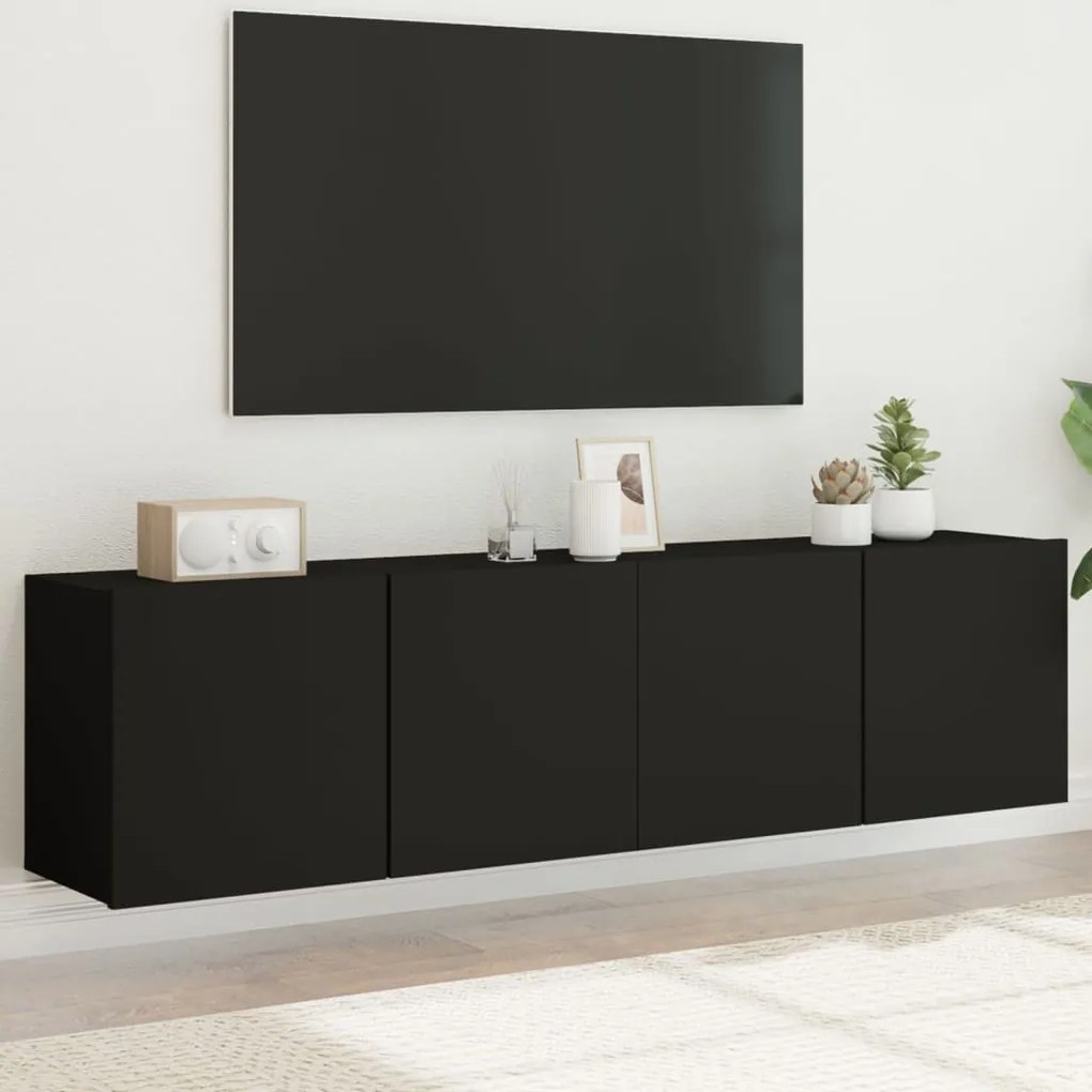 Ντουλάπια Τοίχου Τηλεόρασης 2 Τεμ. Μαύρα 80 x 30 x 41 εκ.
