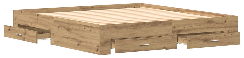 vidaXL Κρεβάτι με Συρτάρια Artisan Oak 180x200 cm Επεξεργασμένο Ξύλο