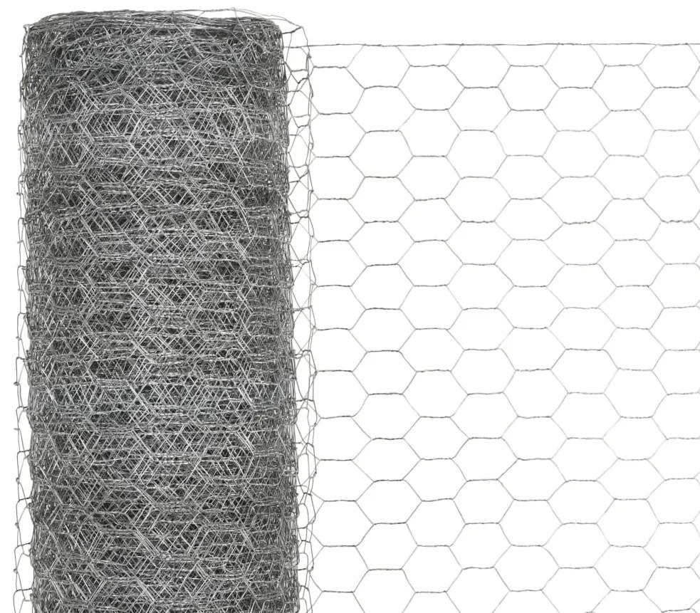 vidaXL Συρματόπλεγμα Εξάγωνο Ασημί 25 x 1,2 μ. από Γαλβανισμένο Χάλυβα
