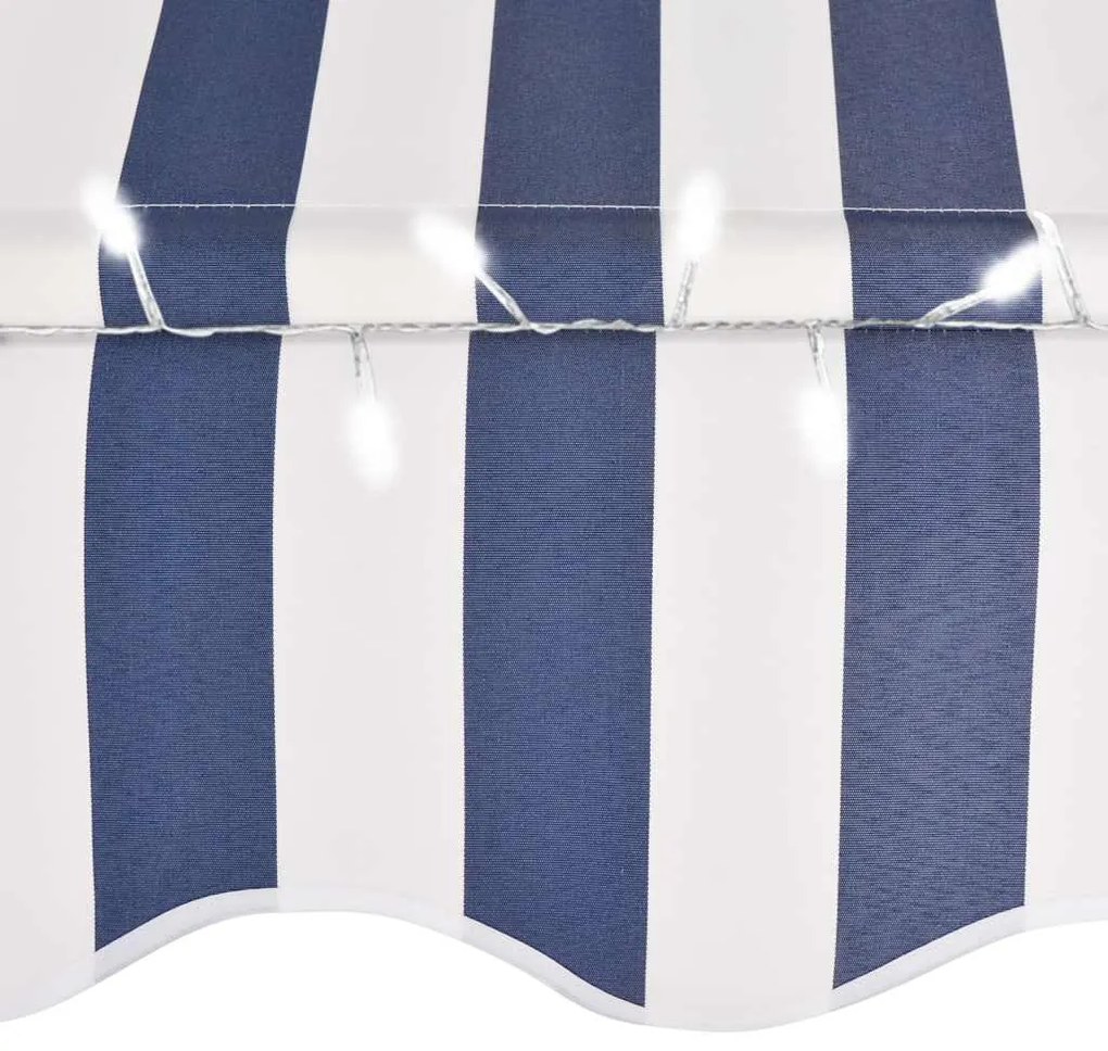 vidaXL Τέντα Συρόμενη Χειροκίνητη με LED Μπλε / Λευκό 150 εκ.