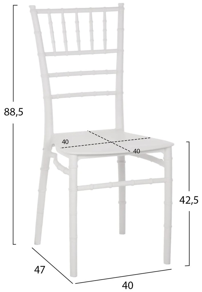 ΚΑΡΕΚΛΑ ΠΟΛΥΠΡΟΠΥΛΕΝΙΟΥ CATERING TIFFANY  ΛΕΥΚΟ 40x47x88,5Υεκ.