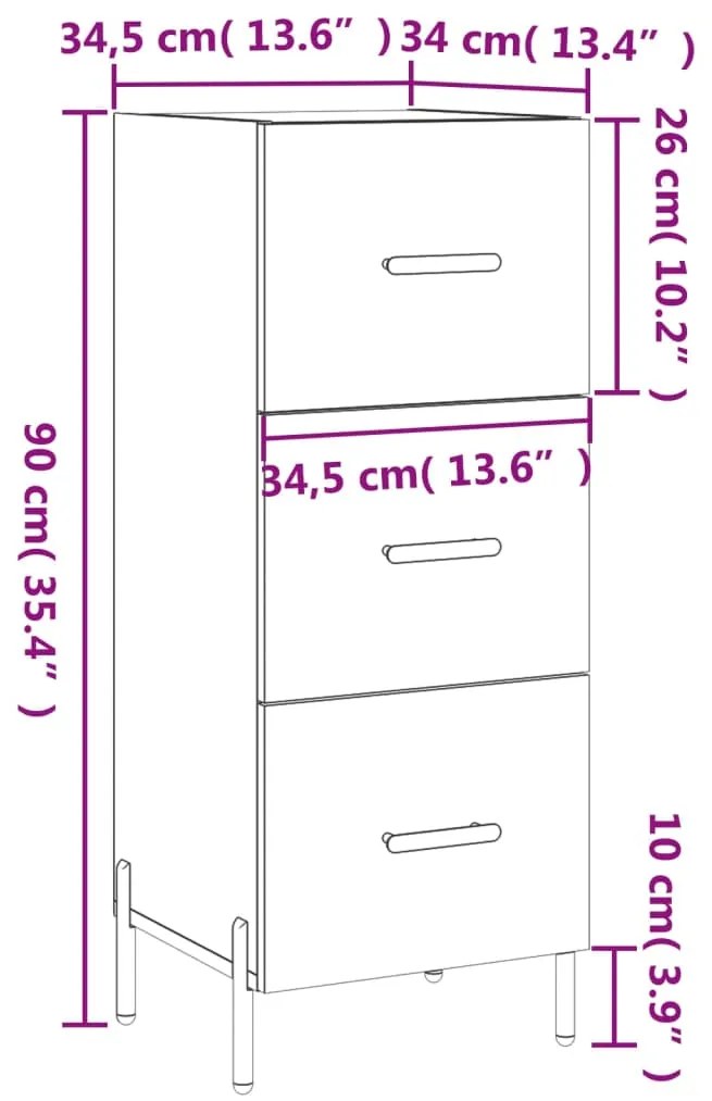 Ντουλάπι Λευκό 34,5 x 34 x 90 εκ. από Επεξεργασμένο Ξύλο - Λευκό