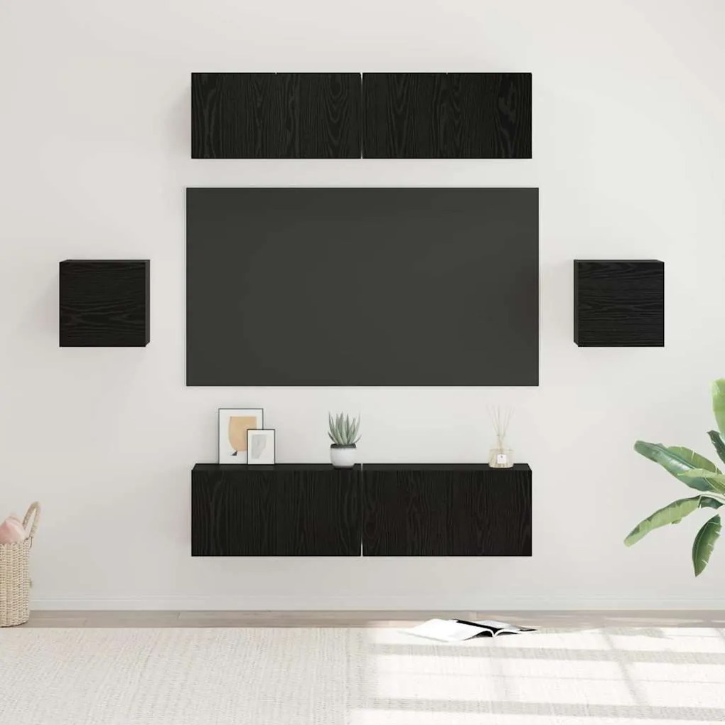 vidaXL Σετ επίπλου τηλεόρασης 6 pcs Μαύρη Δρυς 60 x 30 x 30 cm