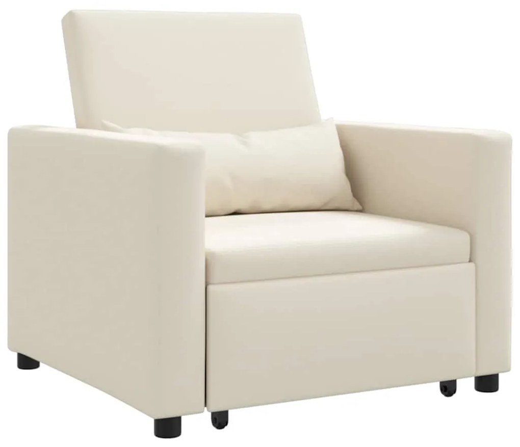 vidaXL Μονός καναπές-κρεβάτι Κρεμ λευκό 90 x 165 x 87 εκ. ύφασμα