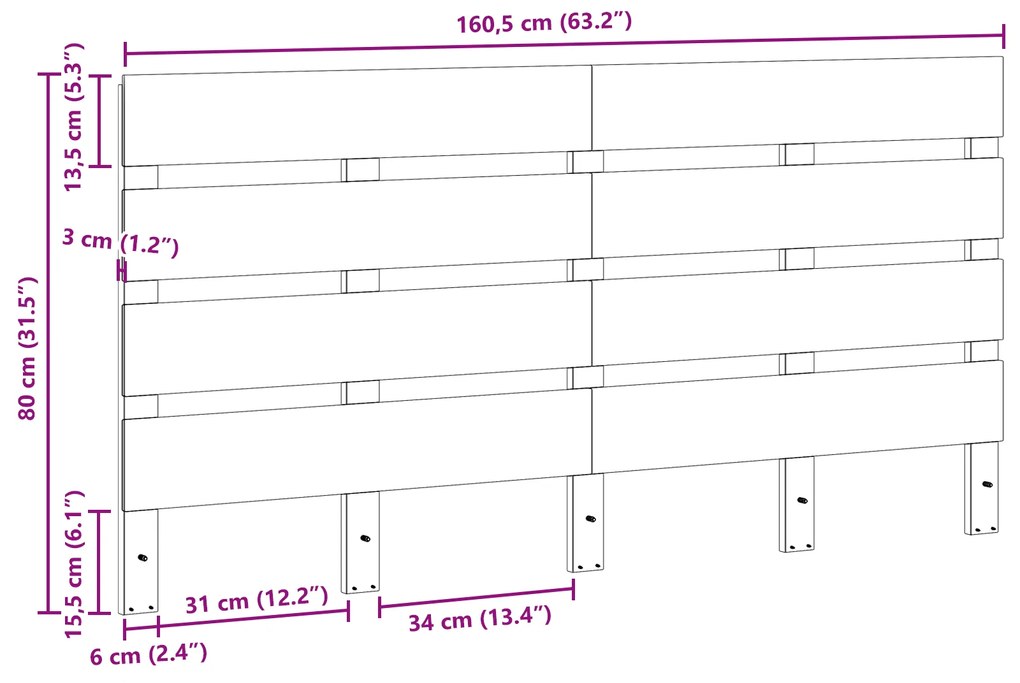 vidaXL Κεφαλάρι Καρυδί 160 εκ Solid Wood Πεύκο
