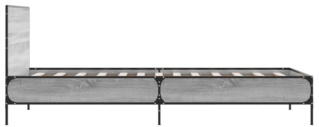 vidaXL Πλαίσιο Κρεβατιού Γκρι Sonoma 90 x 190 εκ. Επεξ. Ξύλο &amp; Μέταλλο