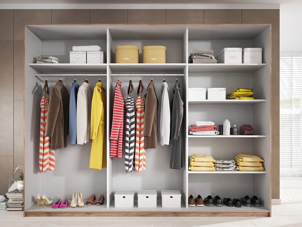 Ντουλάπα Συρόμενη Kappa-270 x 61 x 210 εκ.-Καρυδί - Μαύρο