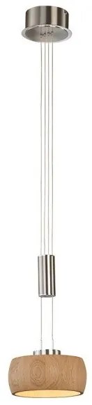 Κρεμαστό Φωτιστικό Οροφής LED 9W SHINE-WOOD Φυσικό Ξύλο-Νίκελ 2700K 61075 Fischer Honsel-61075-Νίκελ Ματ 61075