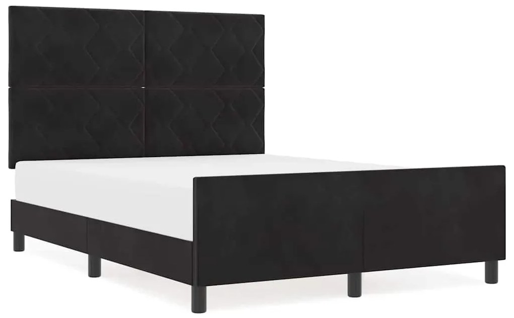 vidaXL Σκελετός Κρεβατιού με κεφαλάρι Μαύρο 140 x 190 cm Βελούδο