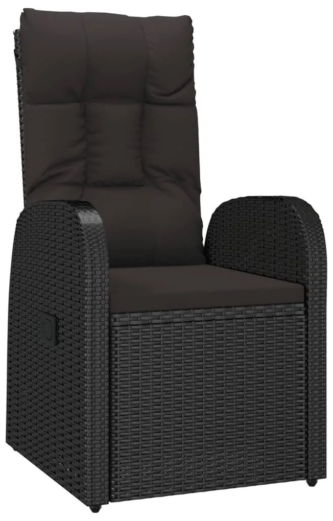 vidaXL Σετ Τραπεζαρίας Κήπου 7 Τεμ. Μαύρο Συνθετικό Ρατάν με Μαξιλάρια