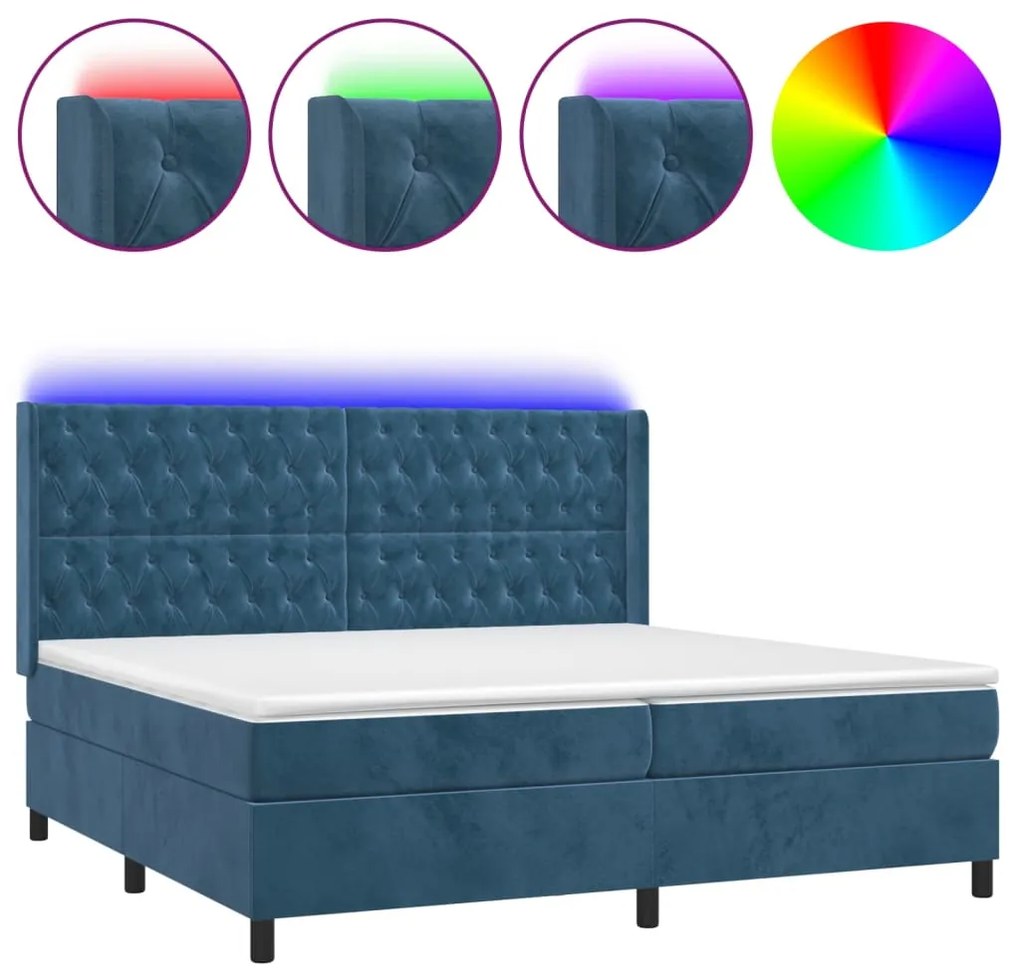 ΚΡΕΒΑΤΙ BOXSPRING ΜΕ ΣΤΡΩΜΑ &amp; LED ΣΚ. ΜΠΛΕ 200X200ΕΚ. ΒΕΛΟΥΔΙΝΟ 3139767