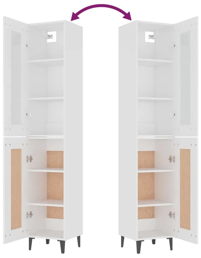 vidaXL Ντουλάπι Λευκός 34,5 x 34 x 180 εκ. από Επεξεργασμένο Ξύλο