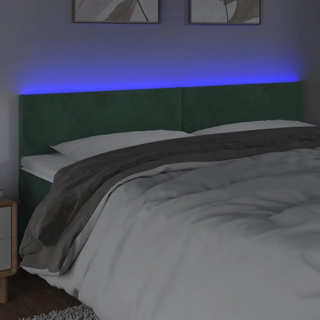 Κεφαλάρι Κρεβατιού LED Σκούρο Πράσινο 160x5x78/88 εκ. Βελούδινο 3121389