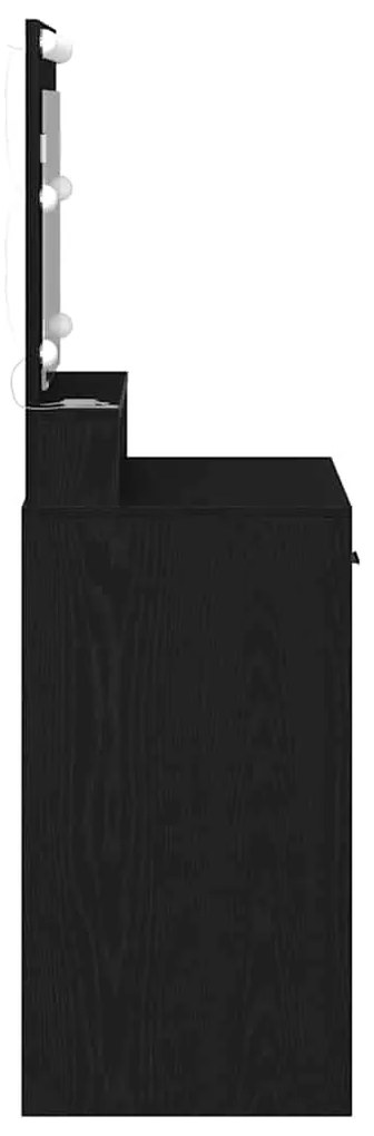 vidaXL Κομοδίνο με ράφι Μαύρη δρυς 79 x 41 x 135 εκ Επεξεργασμένο ξύλο