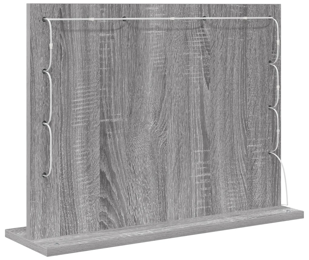 vidaXL Καθρέφτης Vanity  Γκρι Sonoma MDF, Γυαλί 60 x 45 x 18 εκ.