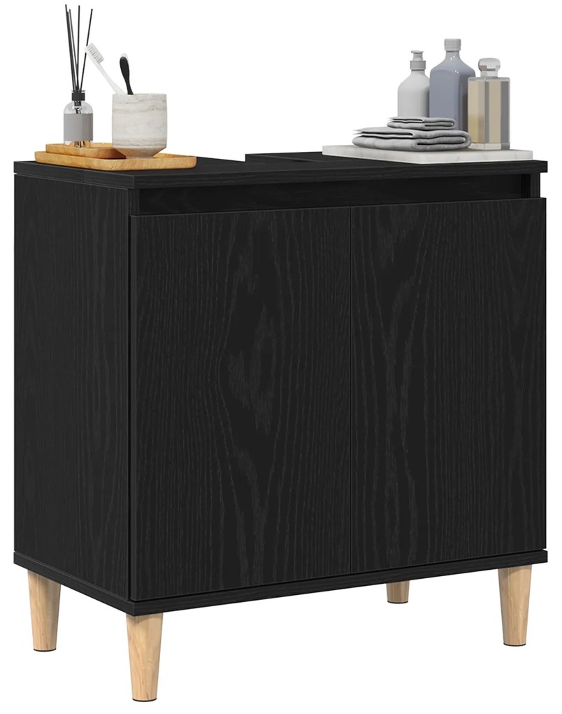 vidaXL Ντουλάπι Νιπτήρα Μαύρο Δρυς 58x33x60 εκ. Επεξεργασμένο Ξύλο