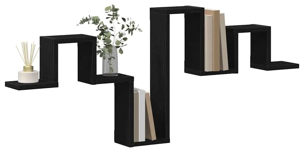 vidaXL Ράφι Τοίχου Μαύρη δρυς 104.5 x 10 x 43 εκ Επεξεργασμένο ξύλο
