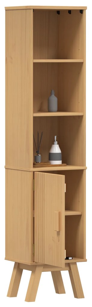vidaXL Ντουλάπι Μπάνιου Καφέ 35x30x159 εκ Μασίφ ξύλο πεύκου